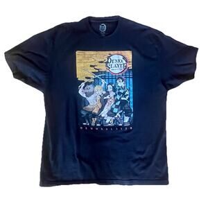 Demon Slayer Kimetsu No Yaiba XXL Black Anime Animation Short Sleeve T Shirt Men